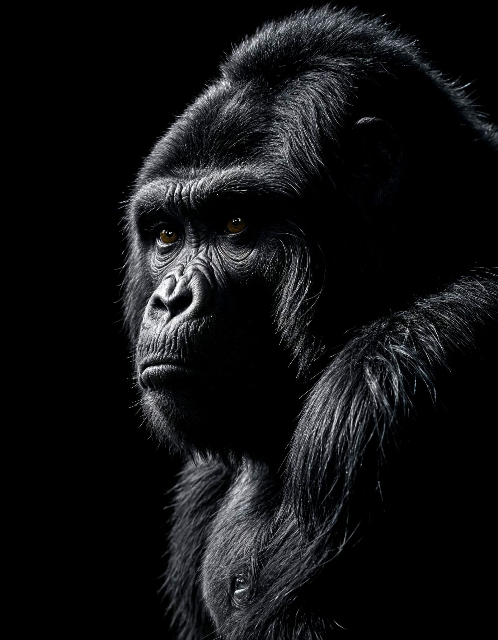 Dramatic Gorilla Silhouette in Black and White