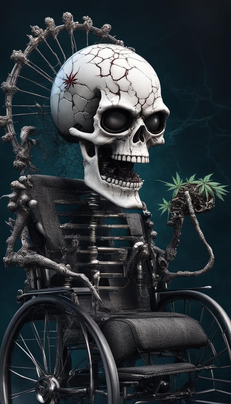 Skull, riding a Wheelchair 7
