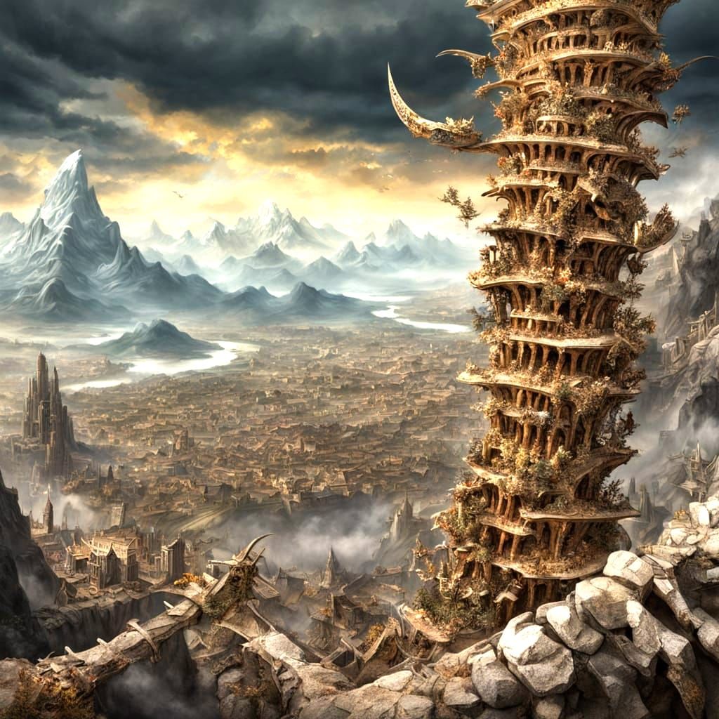 Mountain Range Resembling Spine in Dutch Golden Age Style