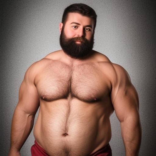 Bearded Muscle Bear Portrait in Natural Light
