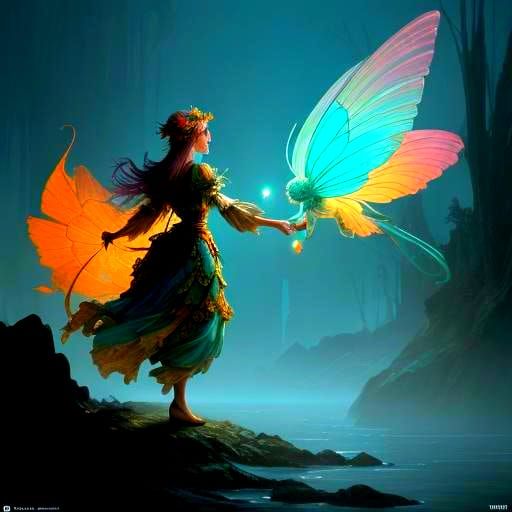 Monster and Fairy Handshake in Watercolor