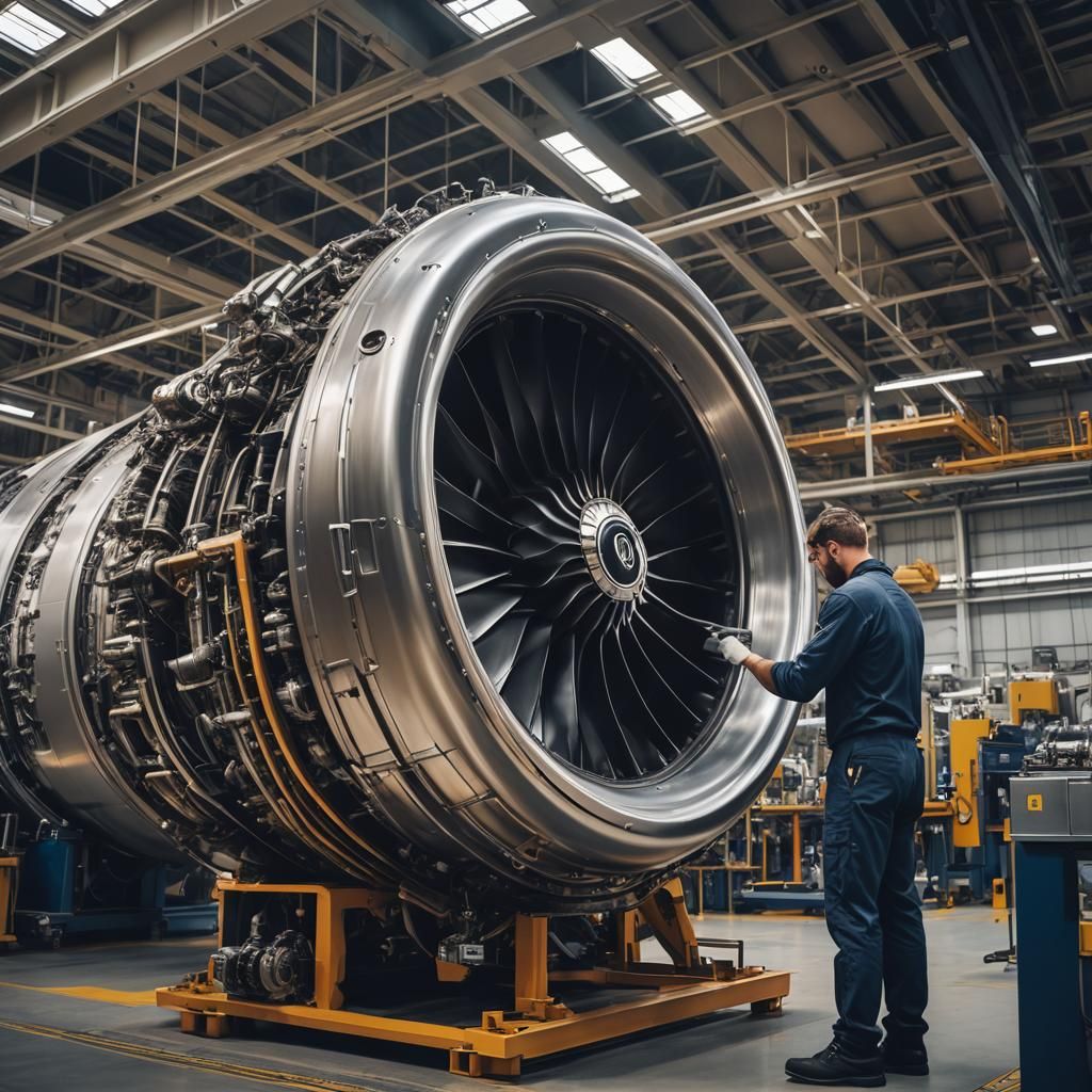 British Worker at Rolls-Royce Factory: Detailed Matte Painti...