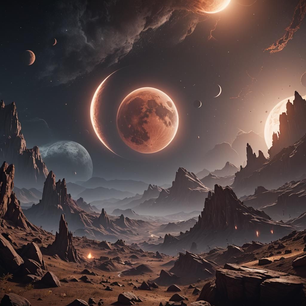 Epic Lunar Eclipse in 3D Game Cinematic Style