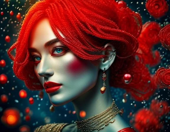 Woman Inside Red Cube: A Striking Portrait