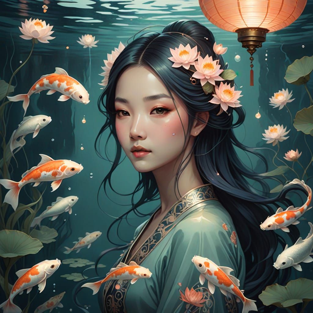 Lantern Oracle of the Underwater Temple in Aquatic Fantasy S...