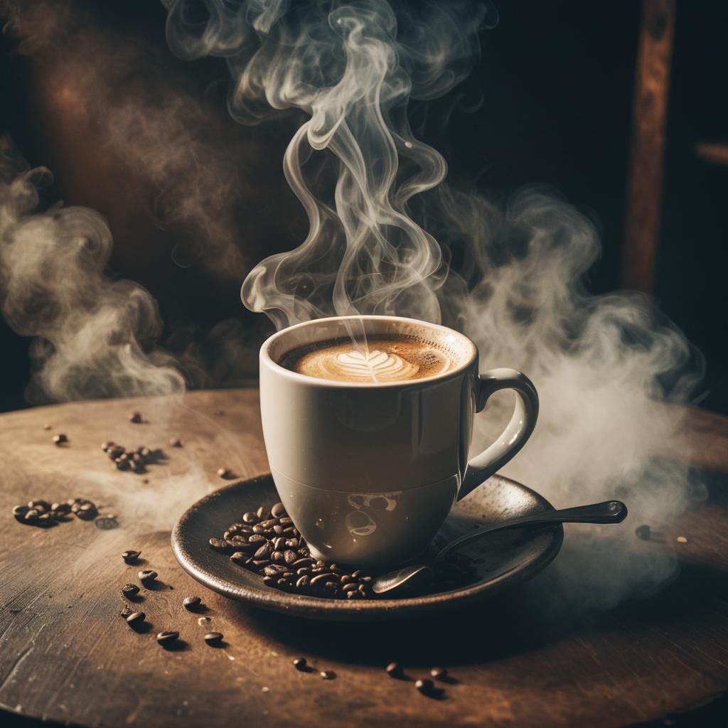 Cinematic Coffee Cup with Steam