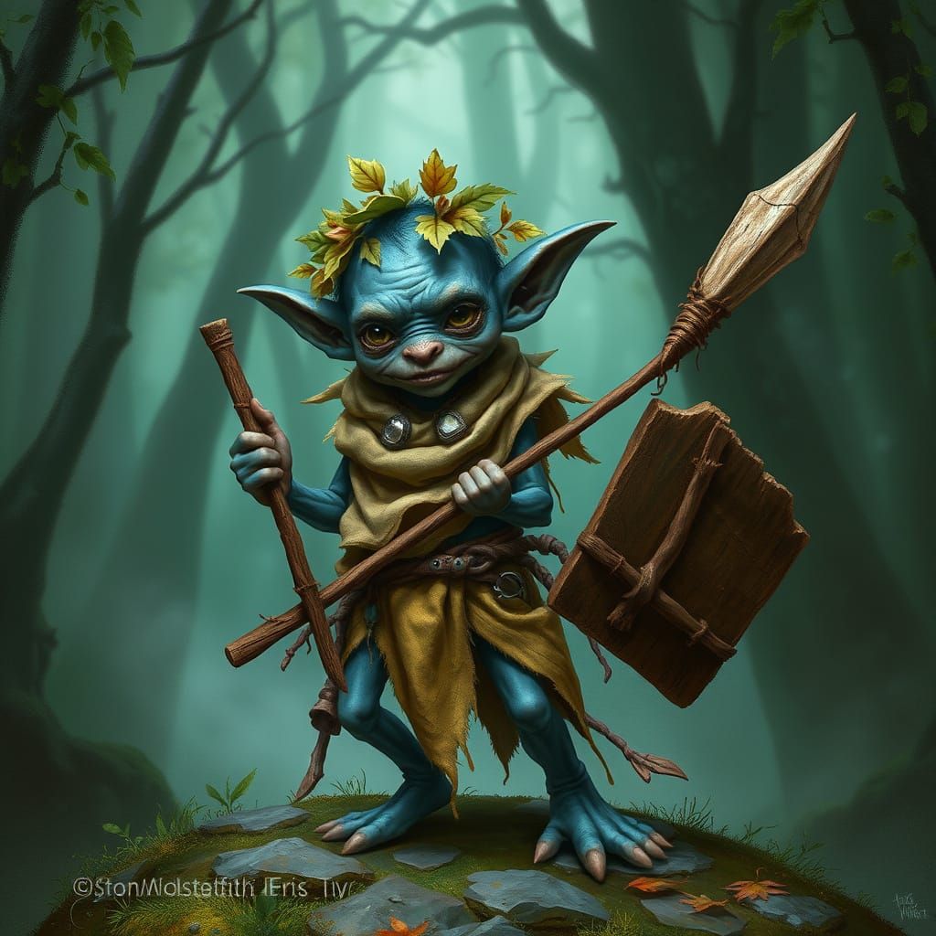Whimsical Goblin Embarks on a Mysterious Quest in Emerald Fo...