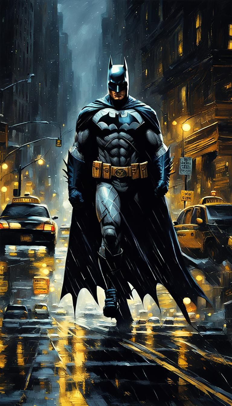 Batman in New York Street: Digital Matte Painting