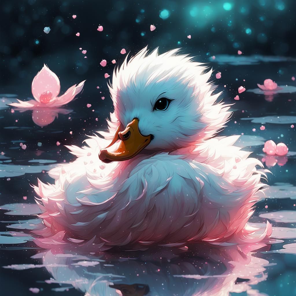 Cute Fluffy Pink Duckling