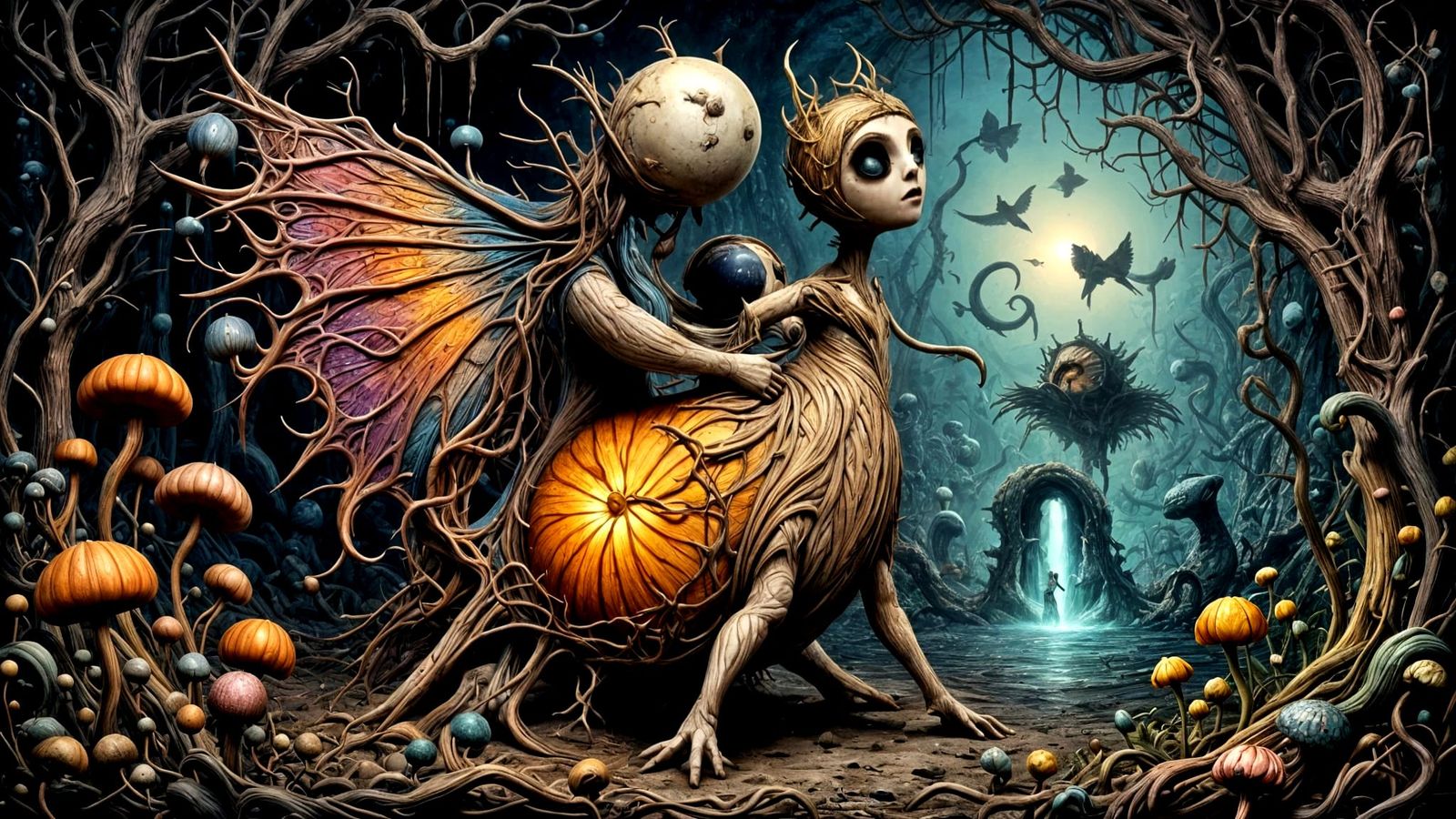 Woman in Crown Imperial Dress: Surreal Dreamscape