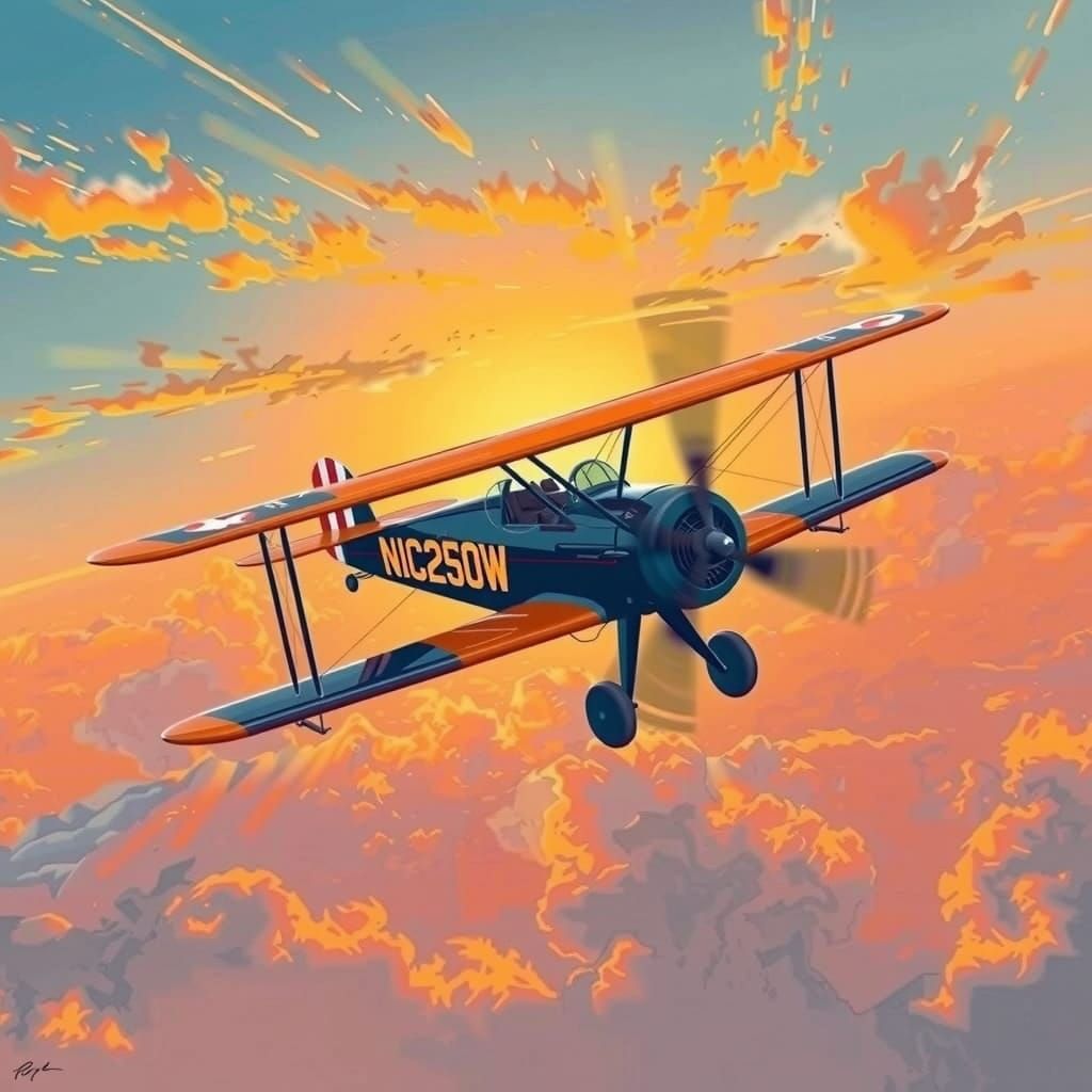 Vintage Aviation Masterpiece in Frazetta-Afremov Style