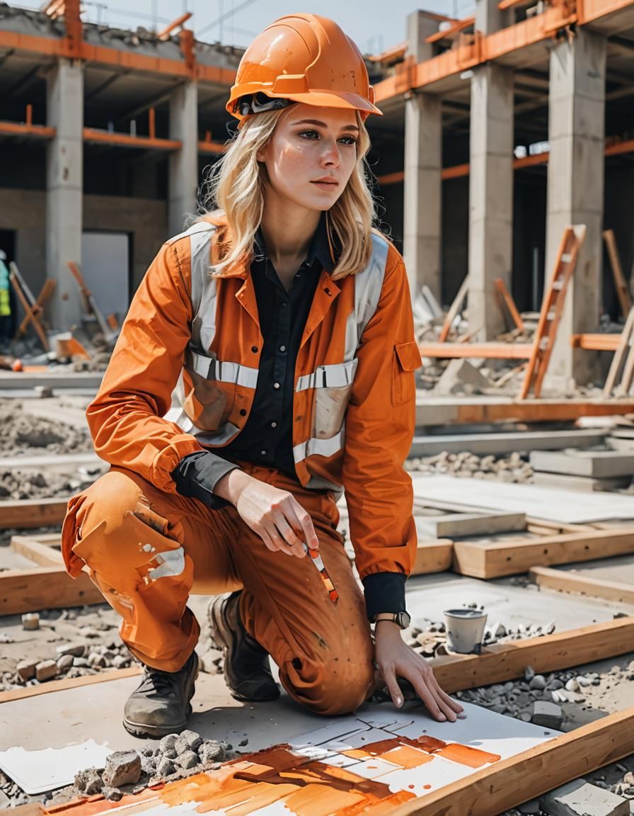 Architect at Construction Site in Watercolor Style