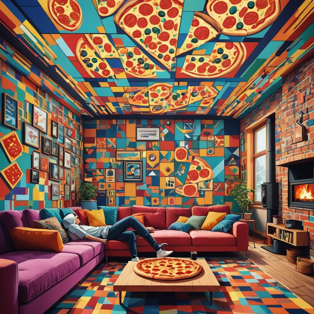 Cozy Evening: Pop Art Relaxation in Bauhaus Style