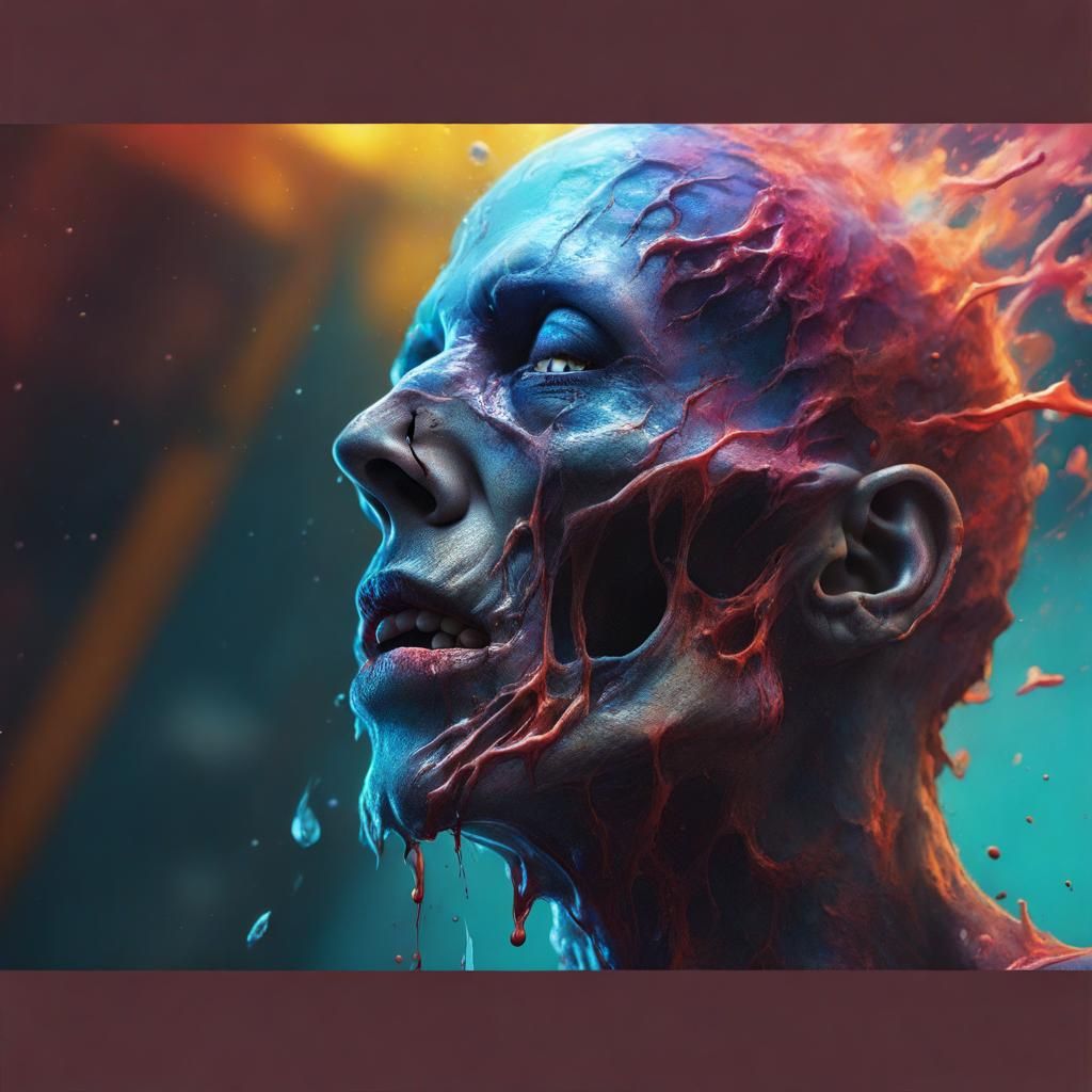 Macabre Last Breath in Hyperrealistic Splash Art