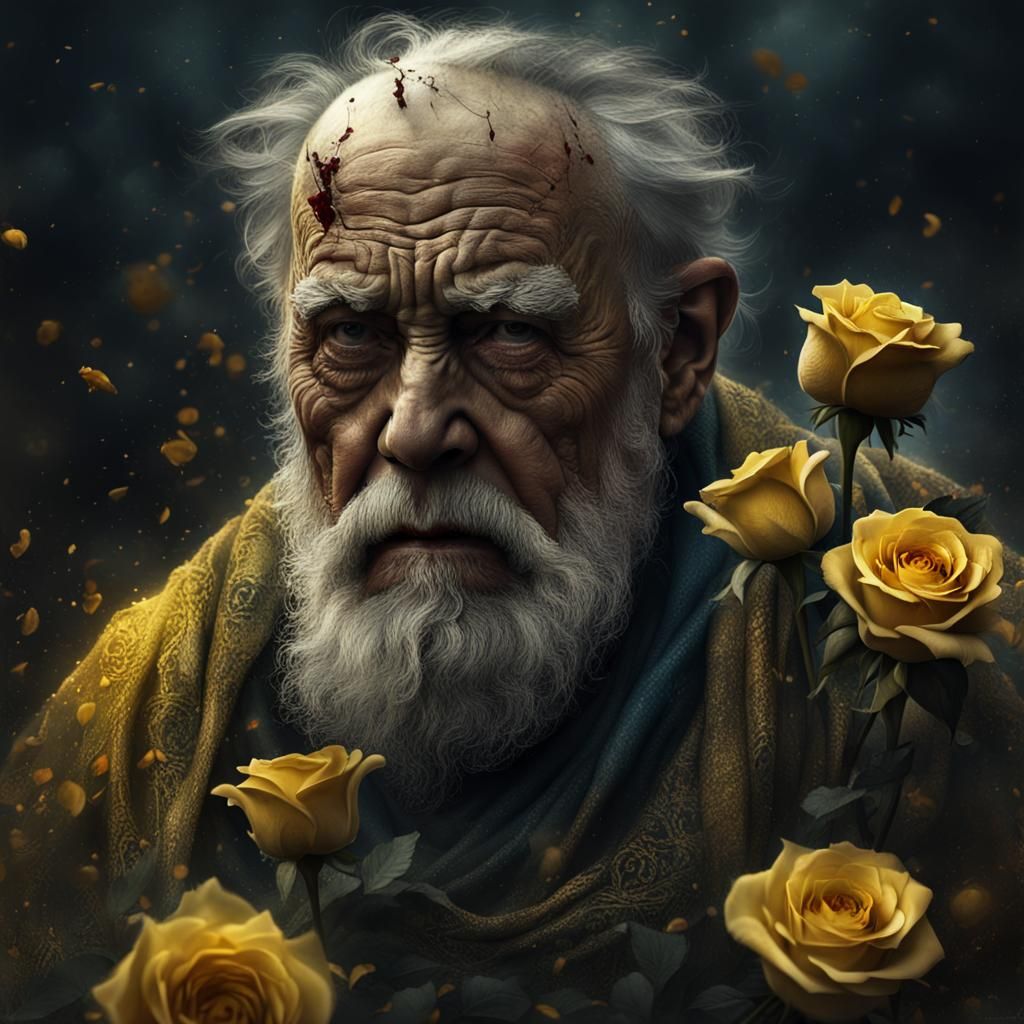 King Lear with Roses: Dramatic Digital Portrait