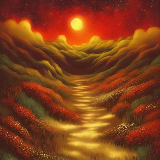 Mythological Moon Dream in Vintage Storybook Style