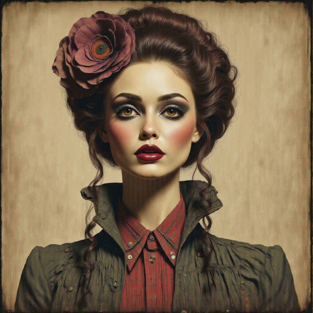 Whimsical Bearded Lady Poster Art