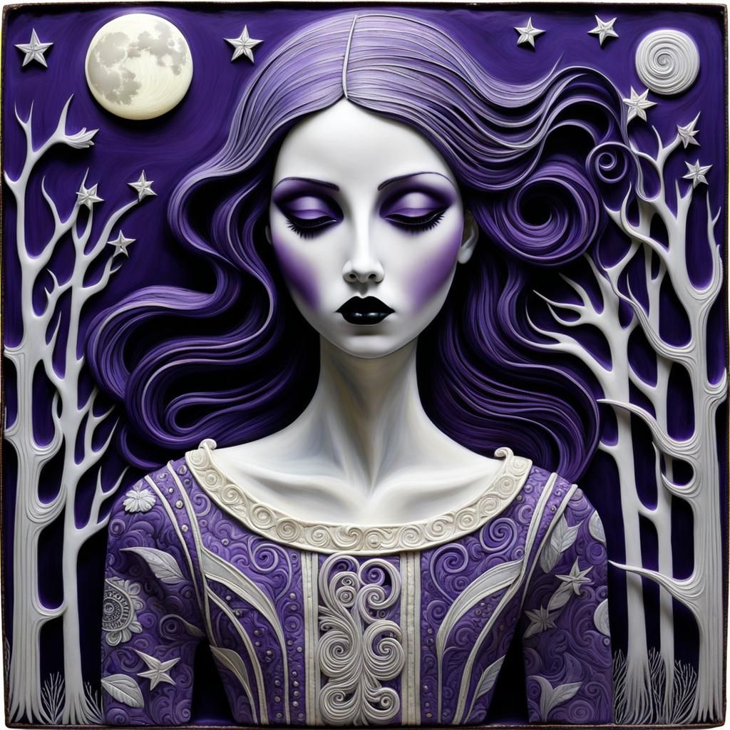 Purple Haze Encaustic Figure Inspired by Silent Films