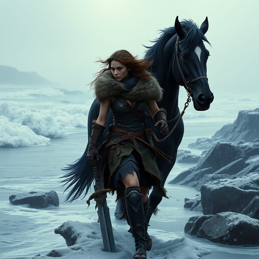 Warrior's Solace in the Stormy Landscape