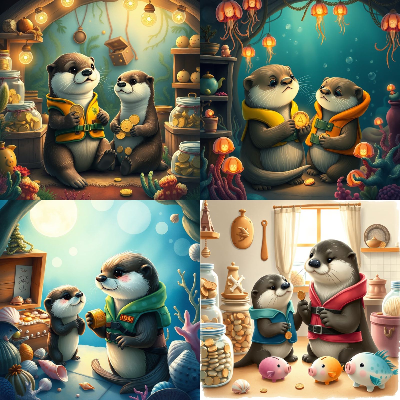 Sea Otter's Investing Lesson: Watercolor Illustration