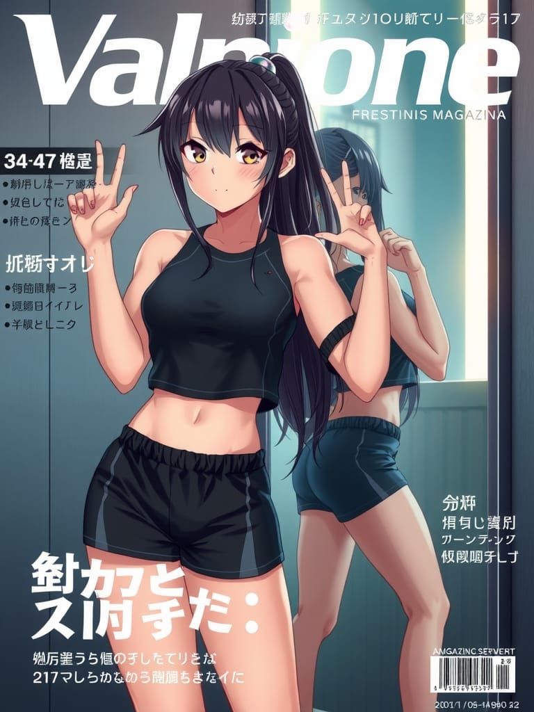 Anime Girl Magazine Cover with Sweaty Skin