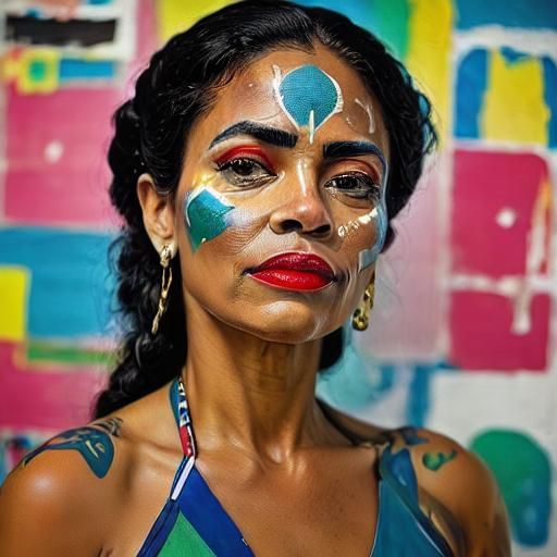 Portrait of a Puerto Rican Woman with Painted Face