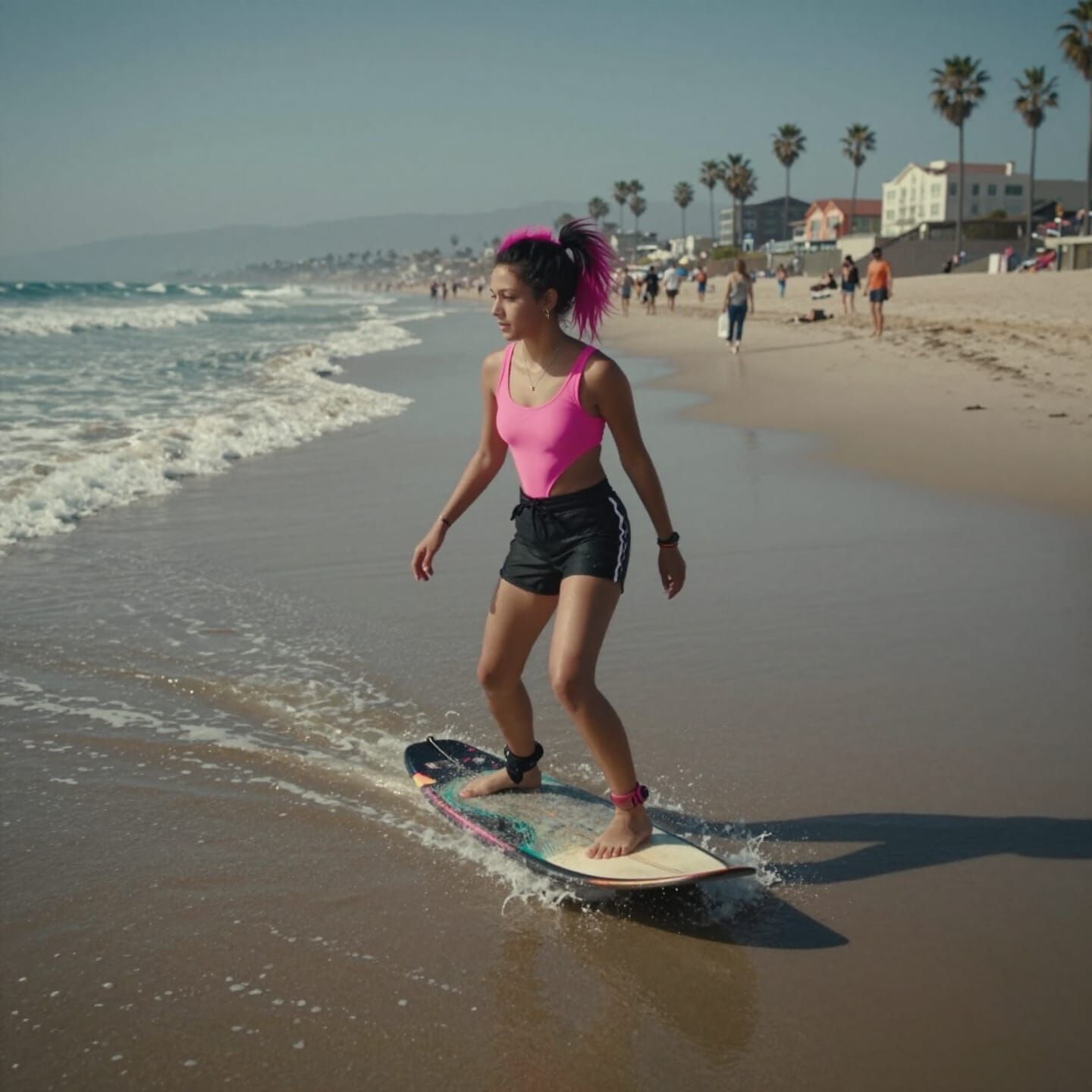 Punk Girl Skimboarding at Venice Beach