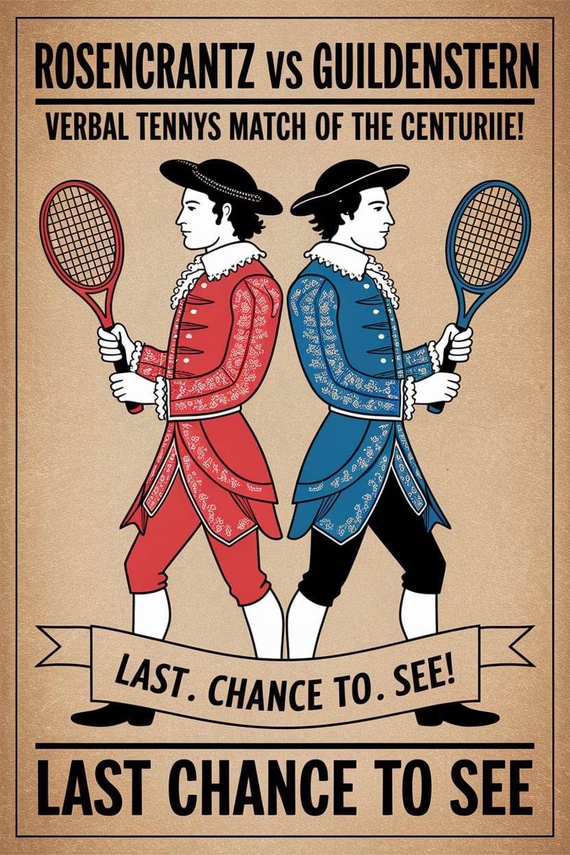 Rosencrantz & Guildenstern Tennis Match Vintage Poster