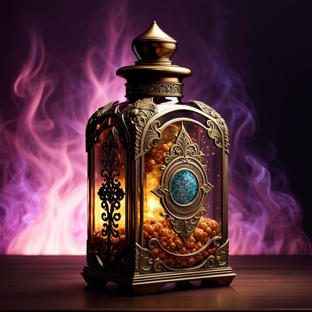 Magical Gold Smoke Inside Glass Medicine Bottle