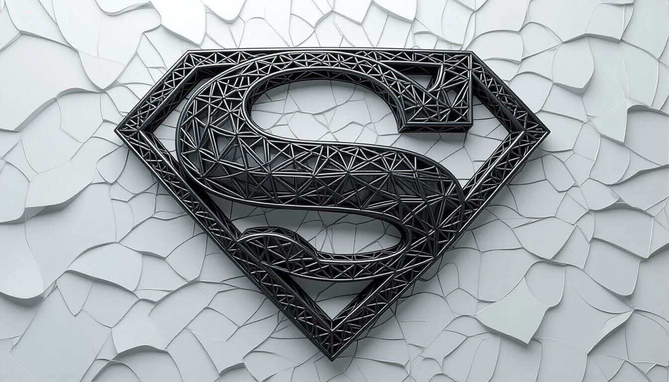 Intricate Metal Wire Superman Symbol with Fractal Elements