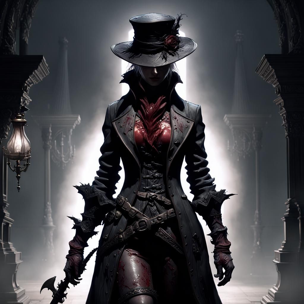 Dark Fantasy Female Character in Bloodborne Style