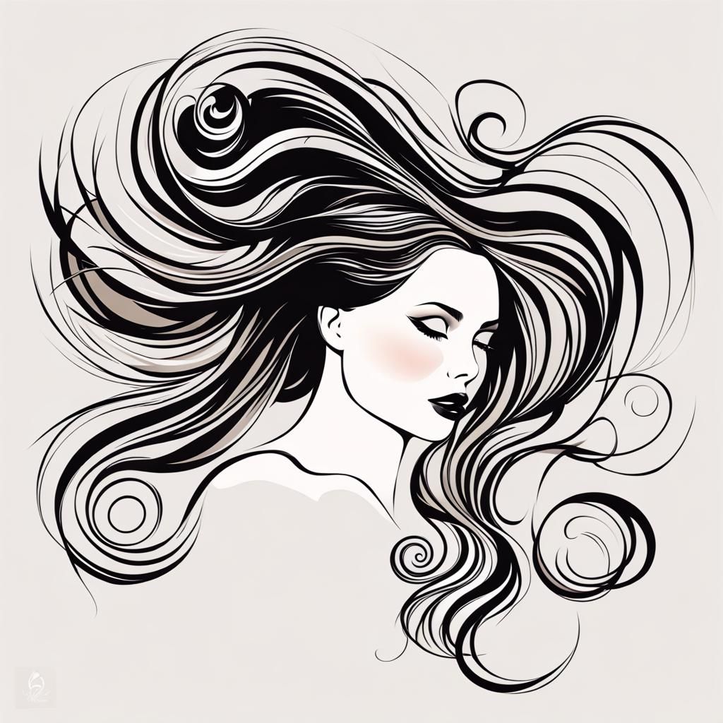 Swirling Hair Beauty in Vector Style
