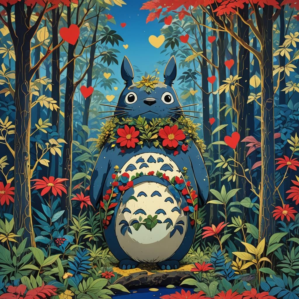 Totoro in Jungle: Pop Art Screen Print