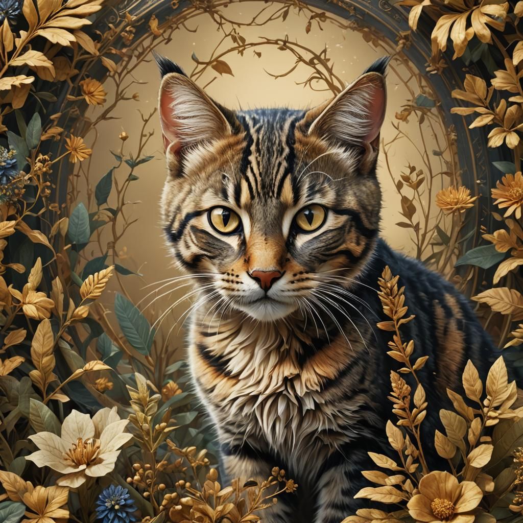 Cute Cat in Detailed Watercolor Style