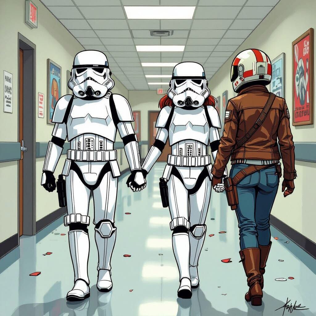 Stormtrooper High School Breakup in Comic Style