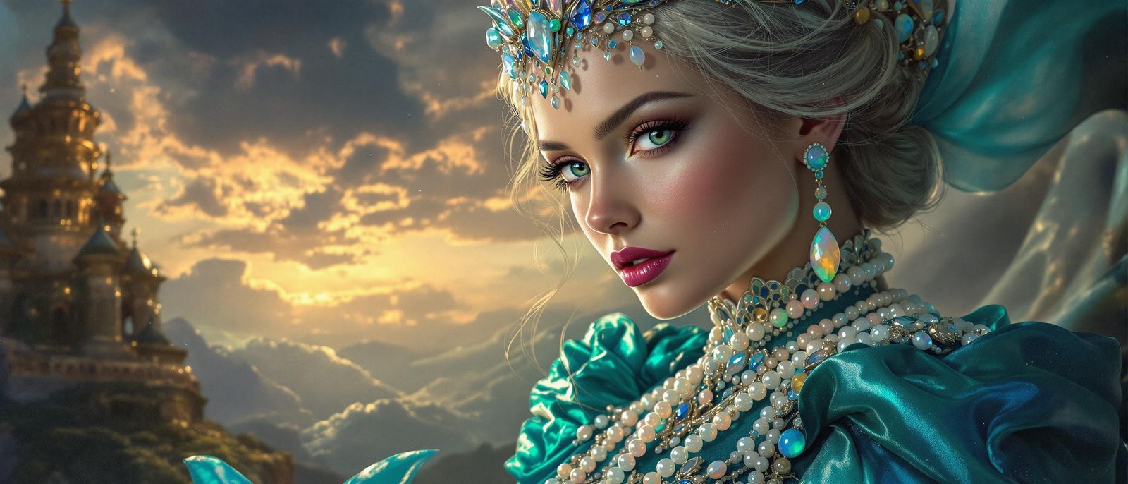 Ethereal Princess Portrait in Opulent Gown