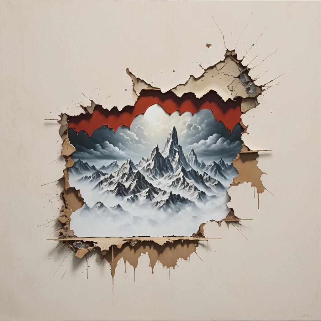 Layered Canvas Reveals Image: Detailed Matte Painting