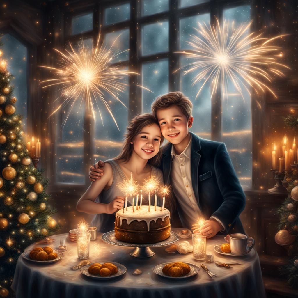 New Year's Eve Birthday: Happy Children Portrait