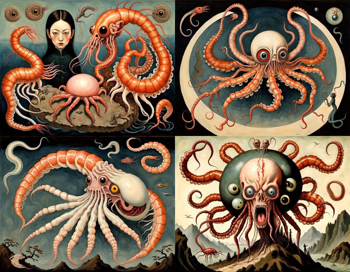 Horrific Mutant Zygote in Egon Schiele Oil Painting Style