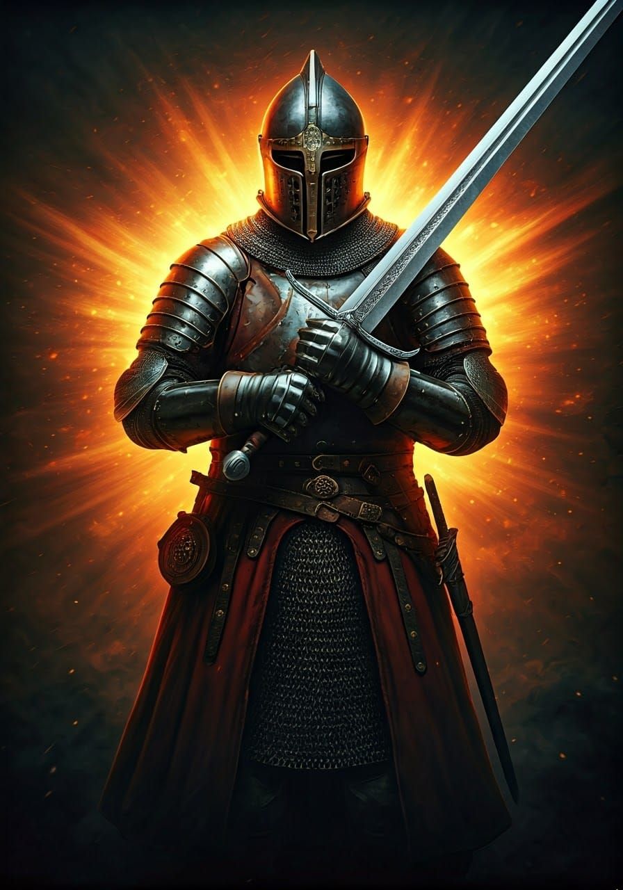 Heroic Knight in Armor with Longsword