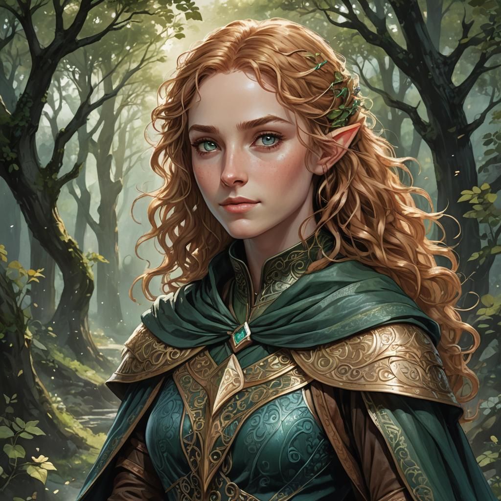 Half-Elf Forest Wanderer in Anime Style