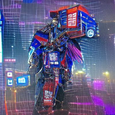 Cyberpunk Robot in Futuristic Cityscape