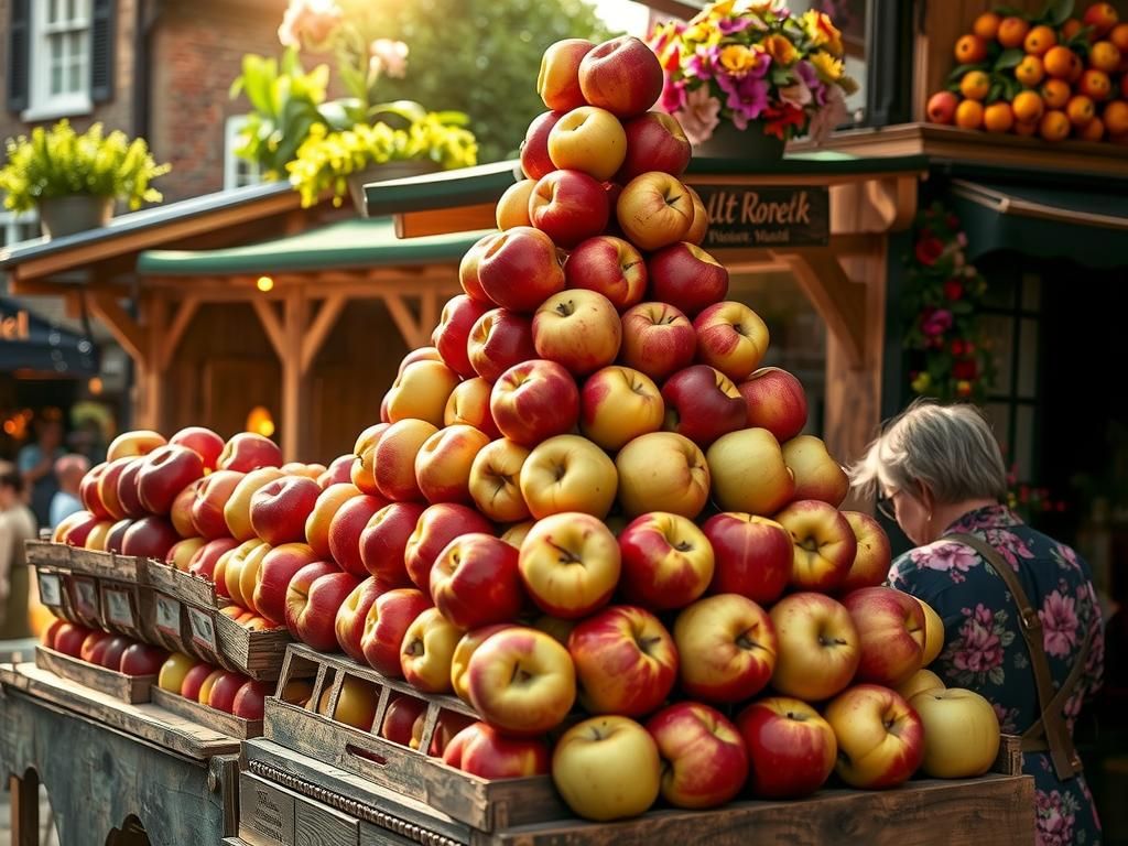 Victorian Apple Pyramid in Golden Light