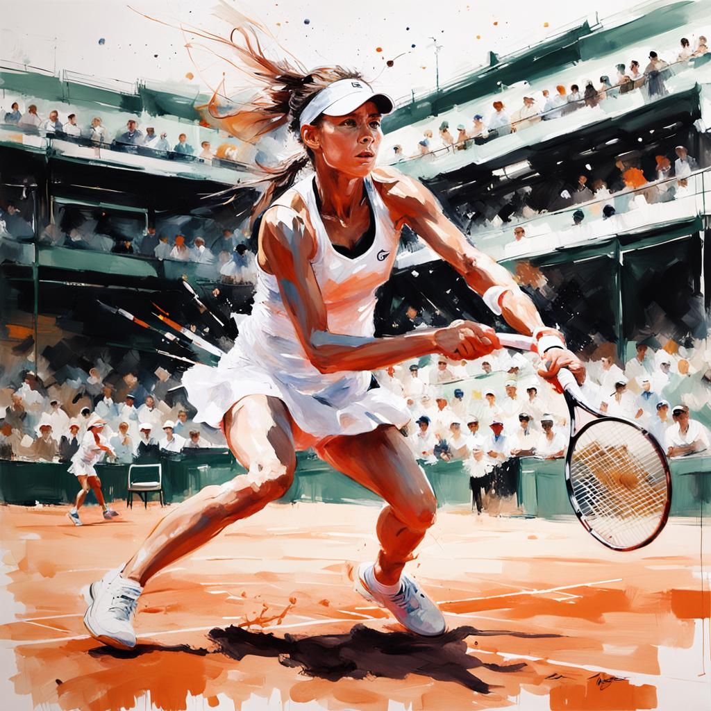 Tennis Player at French Open in Mann Style