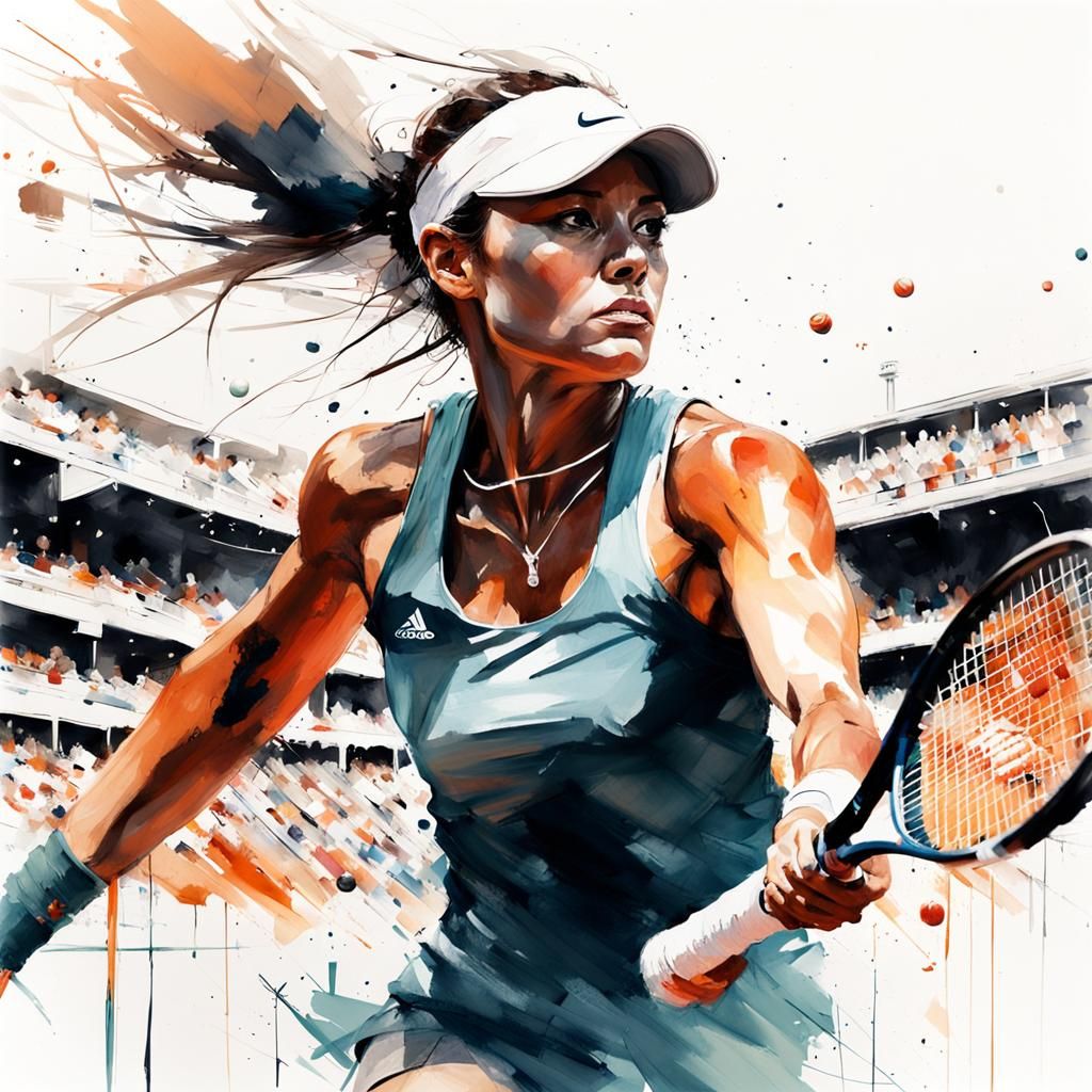 Tennis Player in Action at Roland Garros