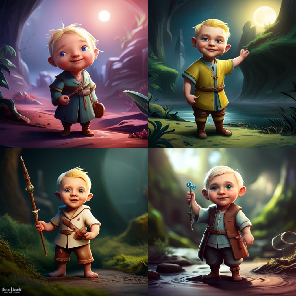 Erling Haaland as Cute Baby: Detailed Matte Painting