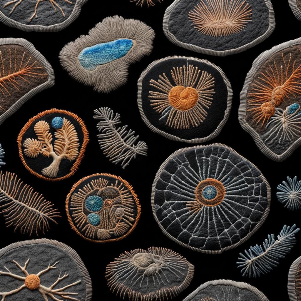 Microscopic Fossil Displayed with Chemiluminescence Embroide...