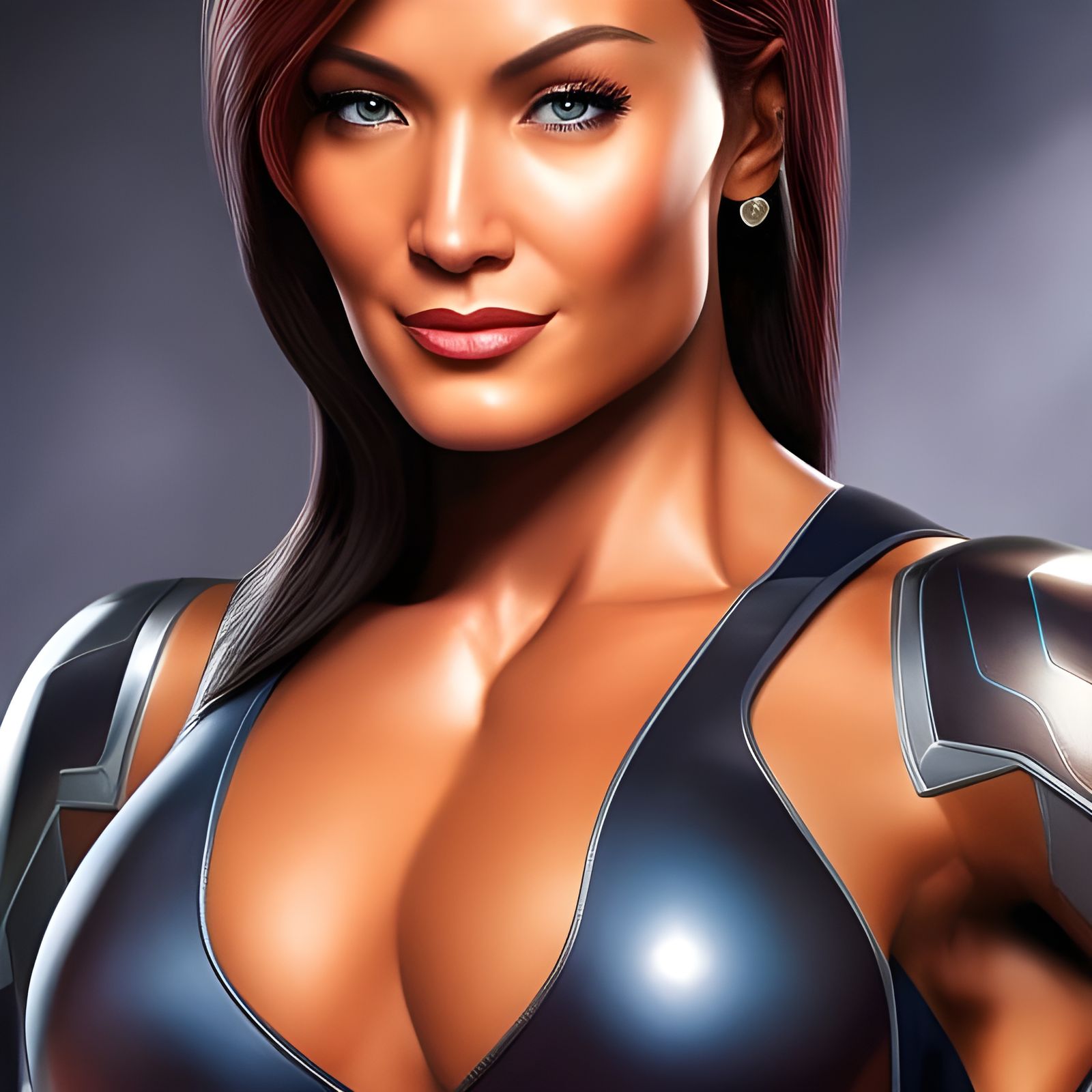 Mary Jane Glamour Portrait in Impasto Gouache Style