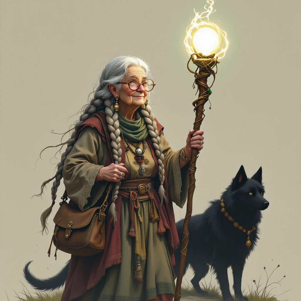 Mystical Druid Lady with Magical Staff