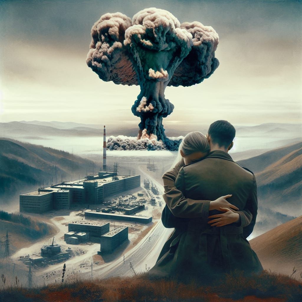 Apocalyptic Embrace: Hyperrealistic Scene of Hope